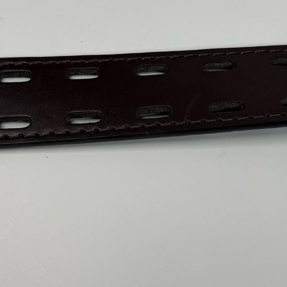 Polo Ralph Lauren Leather Belt 32/34 Dark Brown Double Prong Buckle Mens‎ NWOT